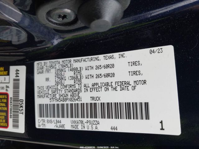 2023 TOYOTA TUNDRA 5TFMA5AB0PX026451 Photo 8