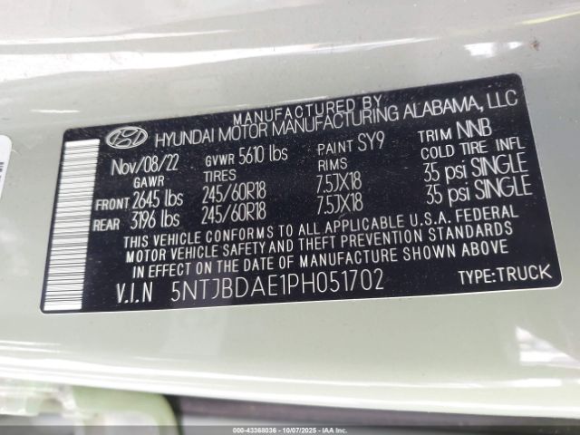 2023 HYUNDAI SANTA CRUZ 5NTJBDAE1PH051702 Photo 8