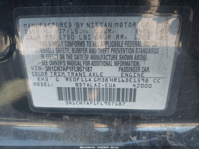 Nissan 2015 2015 3N1CN7AP1FL957187 Image 9