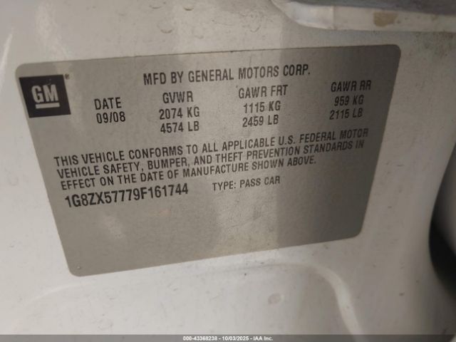 2009 SATURN AURA 1G8ZX57779F161744 Photo 8