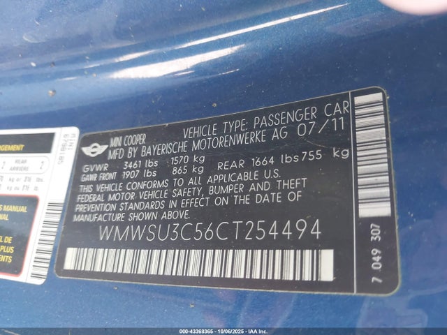 2012 MINI COOPER WMWSU3C56CT254494 Photo 8