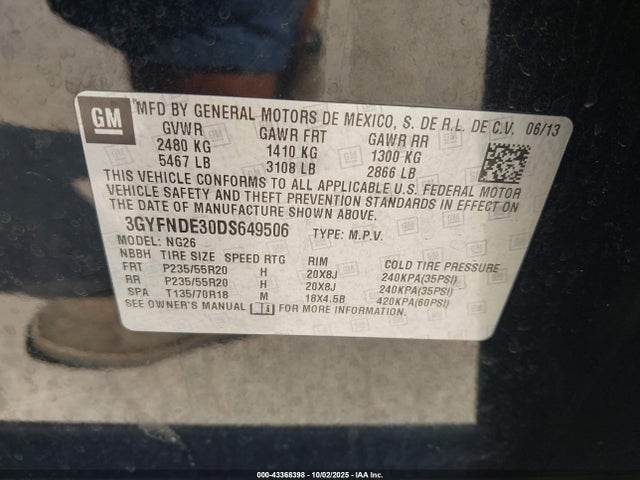 2013 CADILLAC SRX 3GYFNDE30DS649506 Photo 8