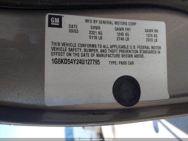 Продаж на аукціоні авто 2004 Cadillac Deville Standard, vin: 1G6KD54Y24U127795, номер лоту: 43368406