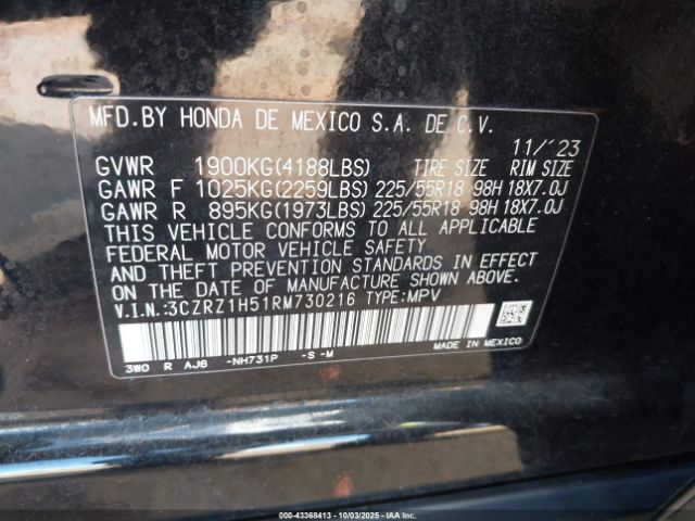 2024 HONDA HR-V 3CZRZ1H51RM730216 Photo 8