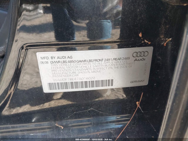 2007 AUDI A4 WAUDF78E47A016020 Photo 8