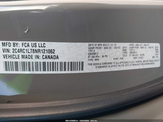 2022 CHRYSLER PACIFICA HYBRID 2C4RC1L78NR121062 Photo 8