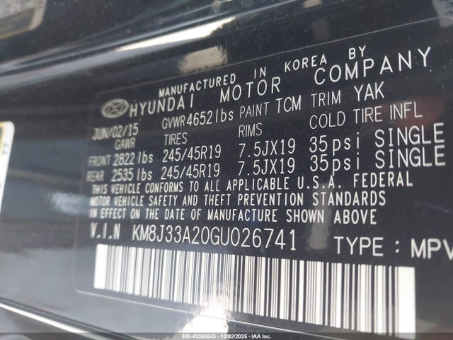 Hyundai 2016 2016 KM8J33A20GU026741 Image 9