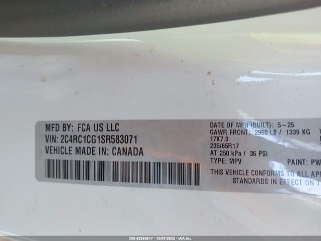 Chrysler Voyager Lx 2025 2C4RC1CG1SR583071 Image 9