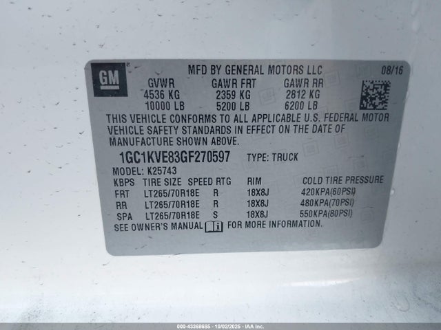 1GC1KVE83GF270597 Chevrolet lml - pti, duramax