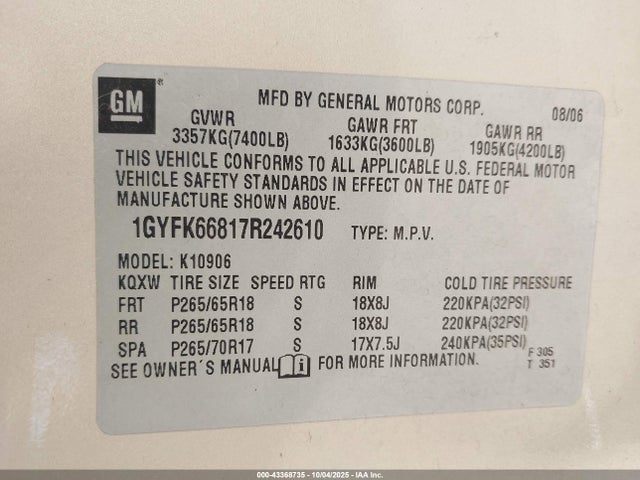 2007 CADILLAC ESCALADE ESV 1GYFK66817R242610 Photo 8