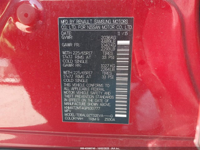 Nissan Rogue 2016 KNMAT2MT4GP630777 Image 9
