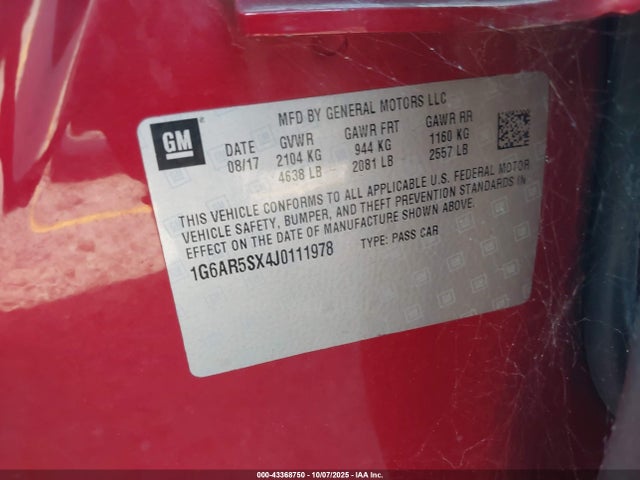 2018 CADILLAC CTS 1G6AR5SX4J0111978 Photo 8