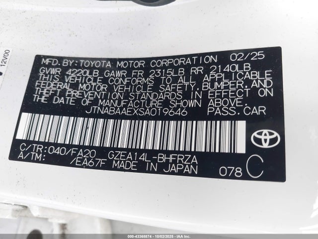 Toyota Gr Corolla Core 2025 JTNABAAEXSA019646 Image 9