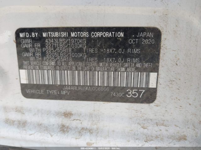 2021 MITSUBISHI OUTLANDER SPORT JA4ARUAU9MU006066 Photo 8