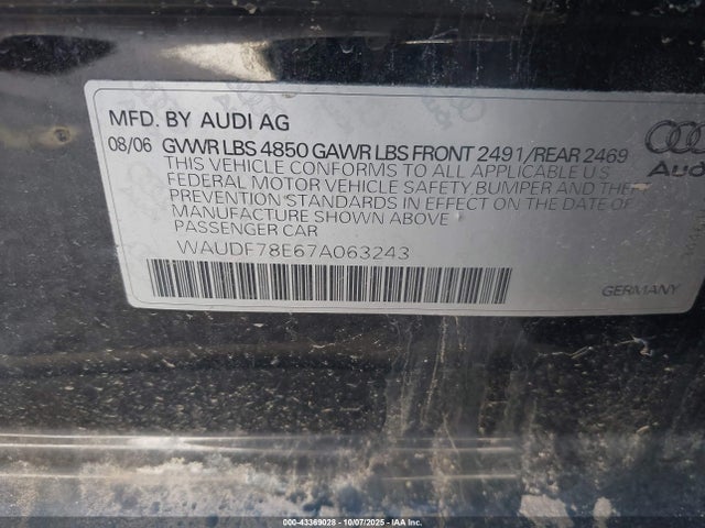 2007 AUDI A4 WAUDF78E67A063243 Photo 8