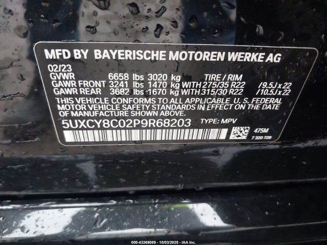 2023 BMW X6 5UXCY8C02P9R68203 Photo 8