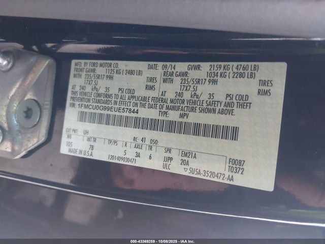 Ford 2014 2014 1FMCU0G99EUE57844 Image 9