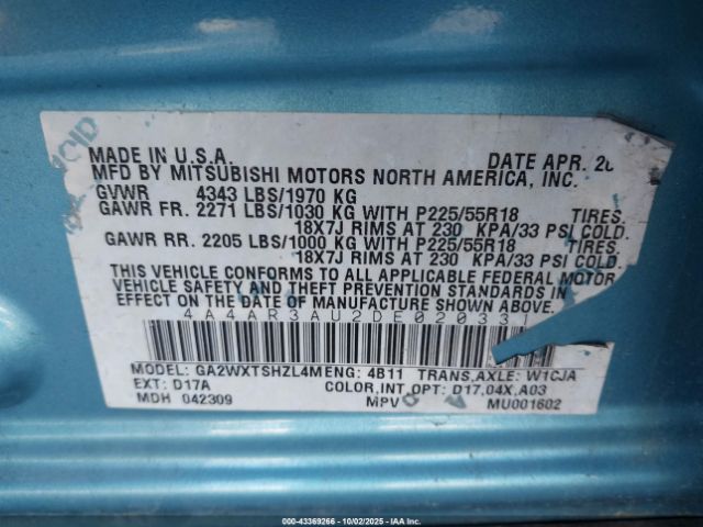 2013 MITSUBISHI OUTLANDER SPORT 4A4AR3AU2DE020331 Photo 8