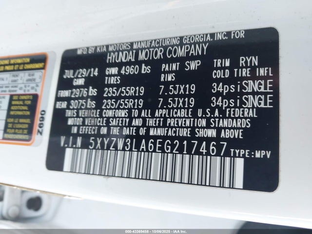 5XYZW3LA6EG217467 Hyundai t-gdi theta
