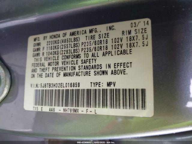 2014 ACURA RDX 5J8TB3H32EL016859 Photo 8