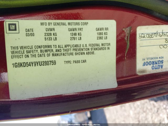 2000 CADILLAC DEVILLE 1G6KD54Y9YU280759 Photo 8