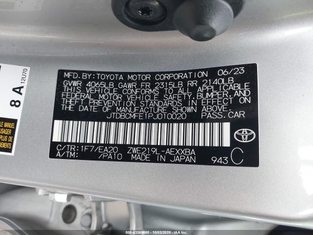 Toyota 2zr-fxe, 1vm 2023 JTDBCMFE1PJ010020 Image 9