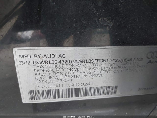 2012 AUDI A4 WAUEFAFL7CA120241 Photo 8