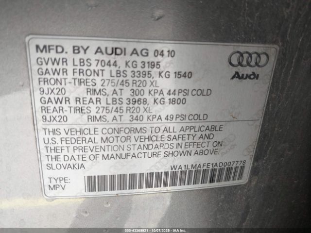 2010 AUDI Q7 WA1LMAFE1AD007778 Photo 8