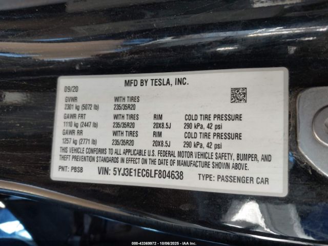 2020 TESLA MODEL 3 5YJ3E1EC6LF804638 Photo 8