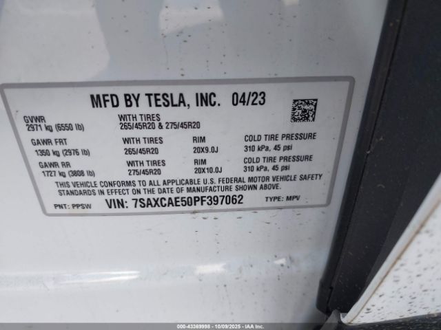 2023 TESLA MODEL X 7SAXCAE50PF397062 Photo 8
