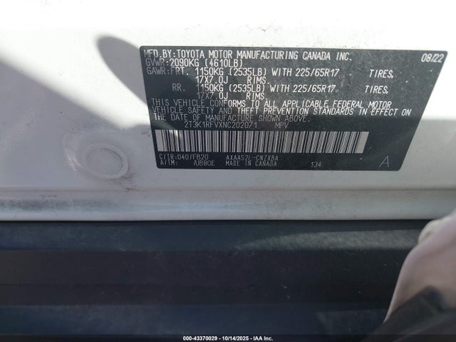 Toyota a25a-fks 2022 2T3K1RFVXNC202071 Image 9