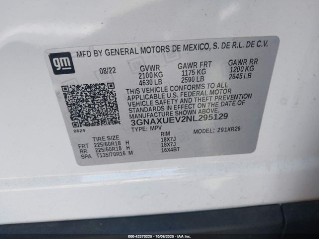 2022 CHEVROLET EQUINOX 3GNAXUEV2NL295129 Photo 8