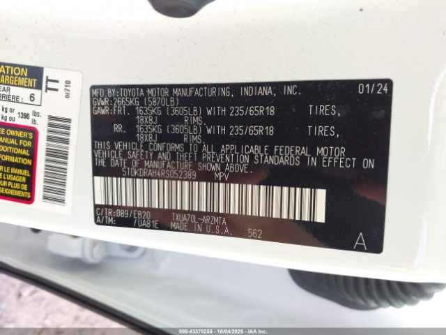 2024 TOYOTA HIGHLANDER 5TDKDRAH4RS052389 Photo 8