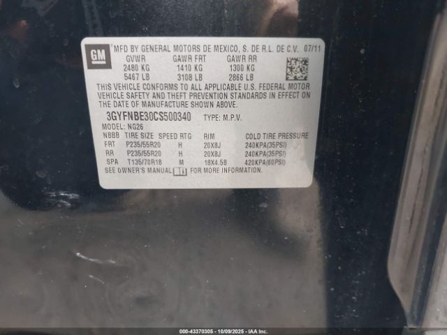 2012 CADILLAC SRX 3GYFNBE30CS500340 Photo 8