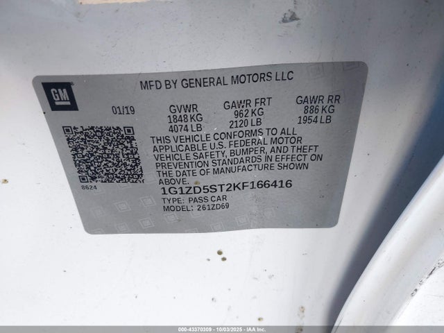 Chevrolet MALIBU LT 2019 1G1ZD5ST2KF166416 Image 9