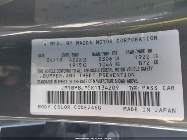 2019 MAZDA MAZDA3 JM1BPBJM5K1134209 Photo 8