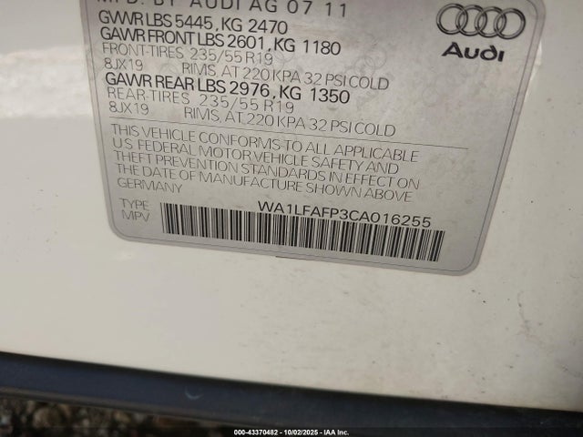 2012 AUDI Q5 WA1LFAFP3CA016255 Photo 8