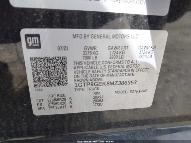 1GTP9GEK8MZ386353 GMC l3b