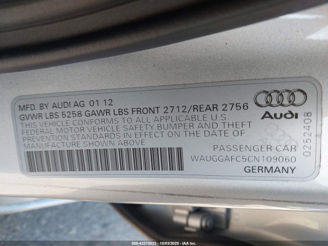 2012 AUDI A6 WAUGGAFC5CN109060 Photo 8