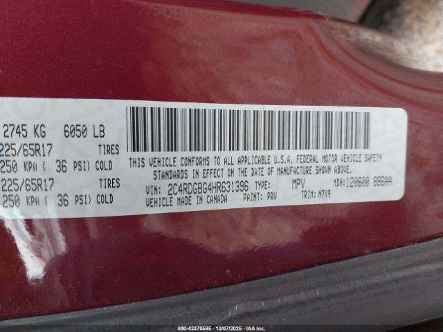 2017 DODGE GRAND CARAVAN 2C4RDGBG4HR631396 Photo 8