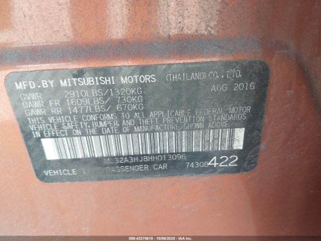 2017 MITSUBISHI MIRAGE ML32A3HJ8HH013096 Photo 8