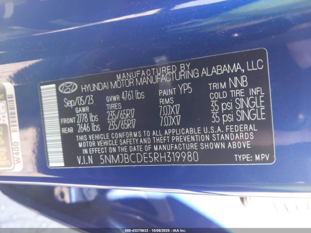 2024 HYUNDAI TUCSON 5NMJBCDE5RH319980 Photo 8