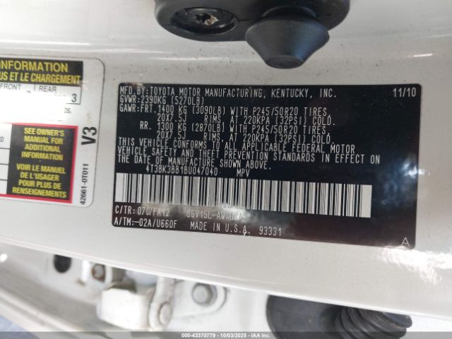 2011 TOYOTA VENZA 4T3BK3BB1BU047040 Photo 8