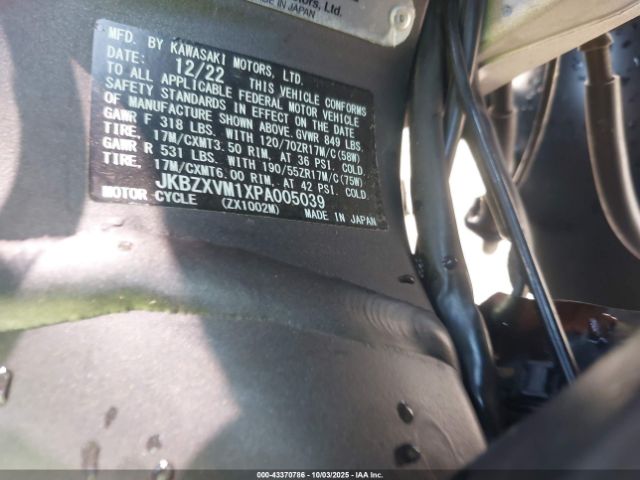 2023 KAWASAKI ZX1002 JKBZXVM1XPA005039 Photo 9