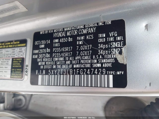 5XYZT3LB1FG247429 Hyundai dohc gdi theta ii