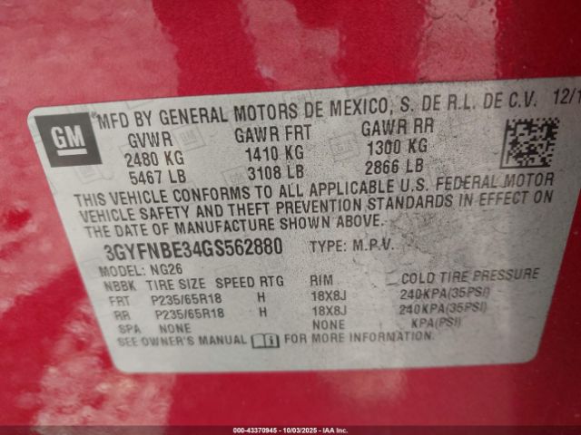 2016 CADILLAC SRX 3GYFNBE34GS562880 Photo 8