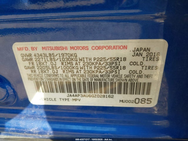 2016 MITSUBISHI OUTLANDER SPORT JA4AP3AU6GZ028162 Photo 8