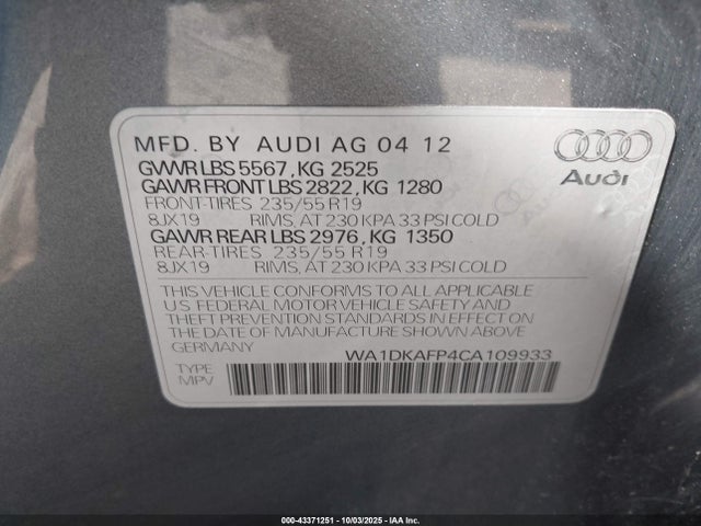 2012 AUDI Q5 WA1DKAFP4CA109933 Photo 8