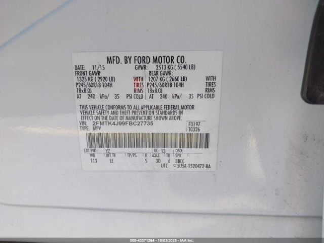 2015 FORD EDGE 2FMTK4J99FBC27735 Photo 8