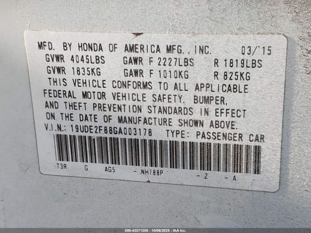 2016 ACURA ILX 19UDE2F88GA003178 Photo 8